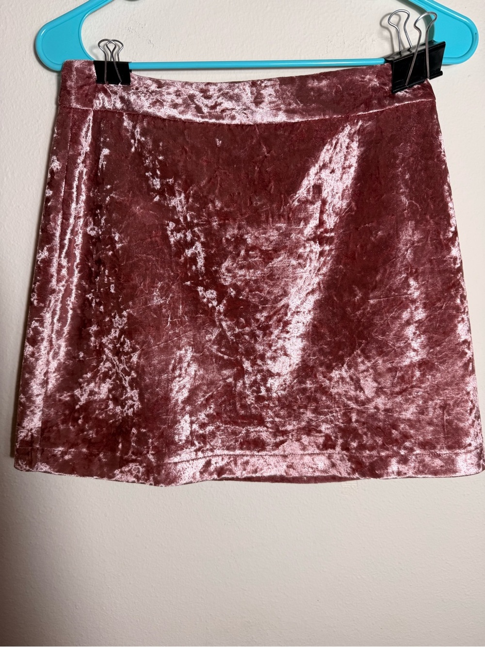 Topshop Crushed Velvet Mini Skirt — Rose Blush Size 6 Going Out Barbiecore